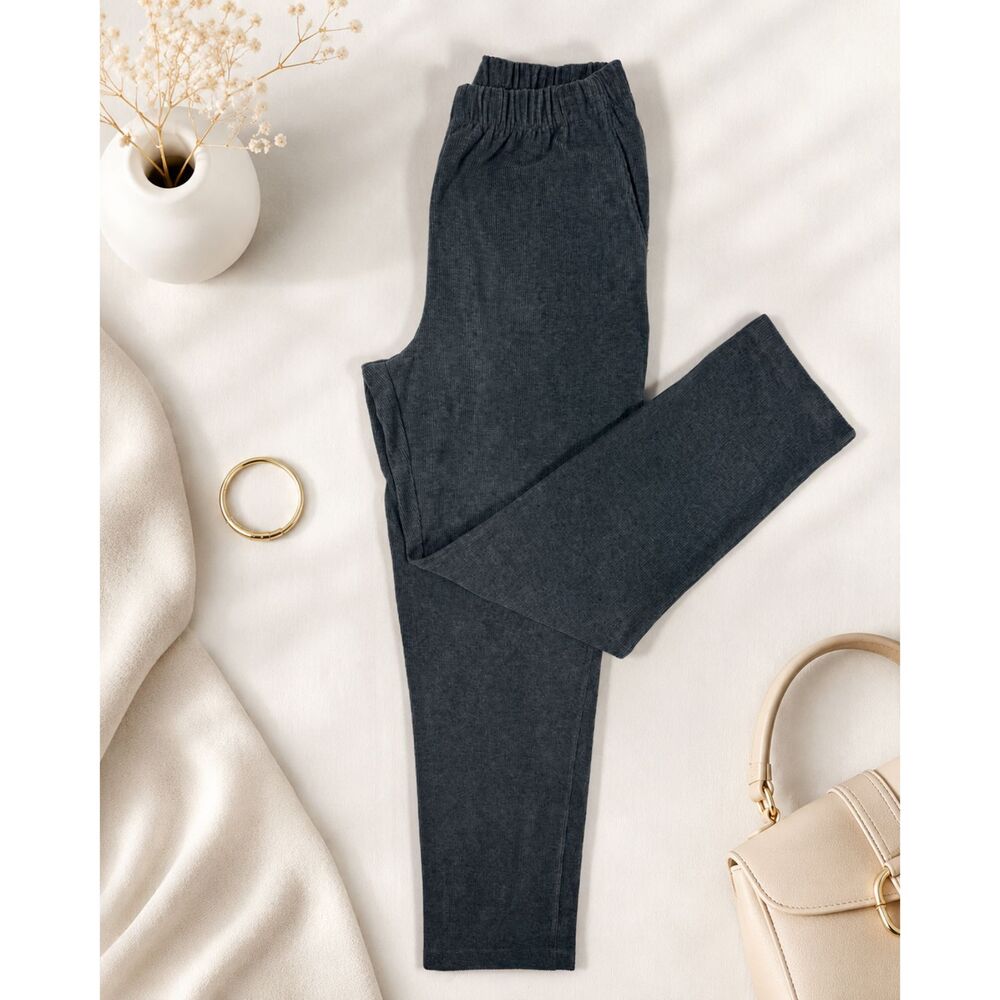 Lands’ End Women’s M 10-12 Gray Pull-On Straight Leg Stretch Knit Pants
